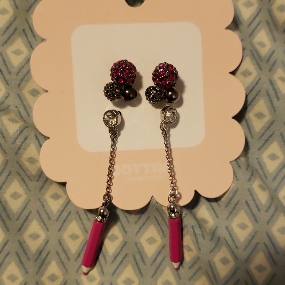 Pink pencil earrings